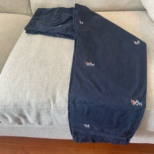 Lands End Men's Traditional Fit Navy Embroidered Rugby Players Chino Pants